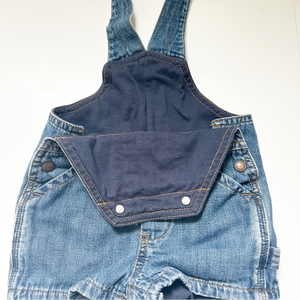 Vintage Baby GAP Blue Lined Denim Overall Shorts Beach Vacation Summer Spring - Picture 8 of 10